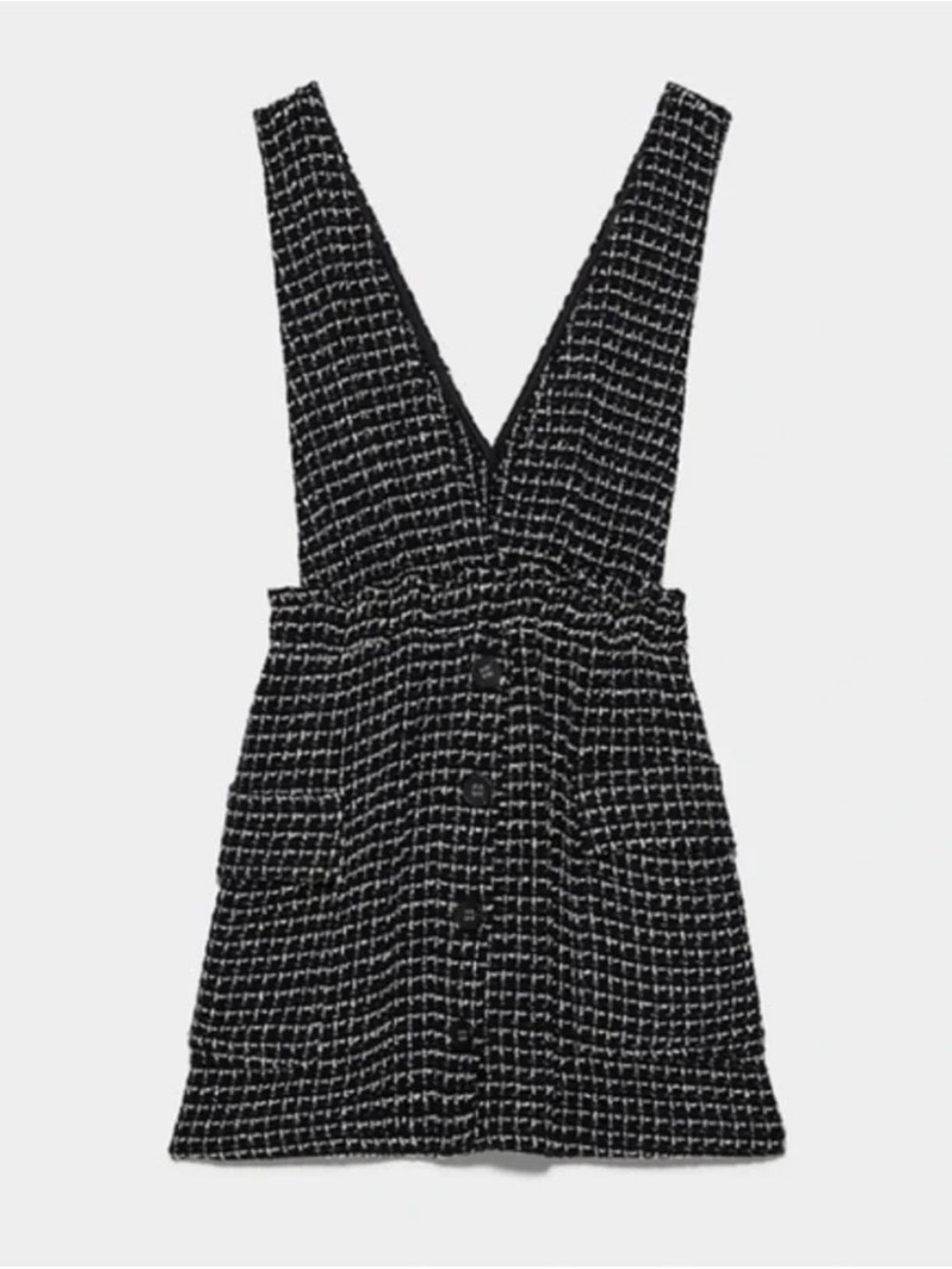 Zara Black and White Tweed Mini Pinafore Dress